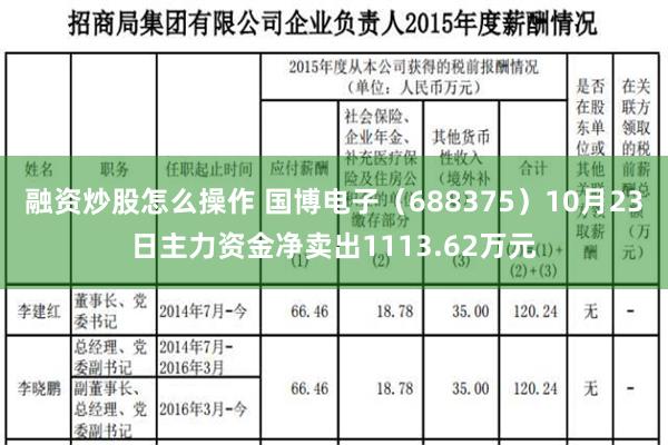 融资炒股怎么操作 国博电子（688375）10月23日主力资金净卖出1113.62万元