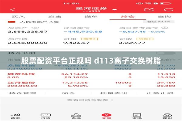 股票配资平台正规吗 d113离子交换树脂